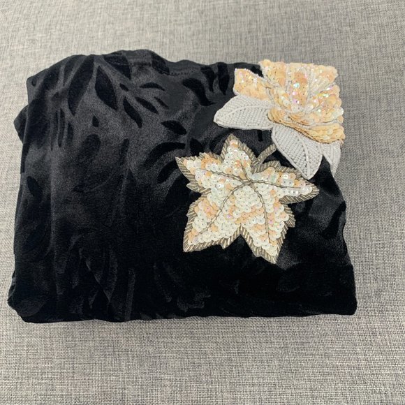 Vintage‎ Bridge BG Gate Black Satin Over Sized Blouse Long Sleeve Medium Floral - Picture 11 of 12